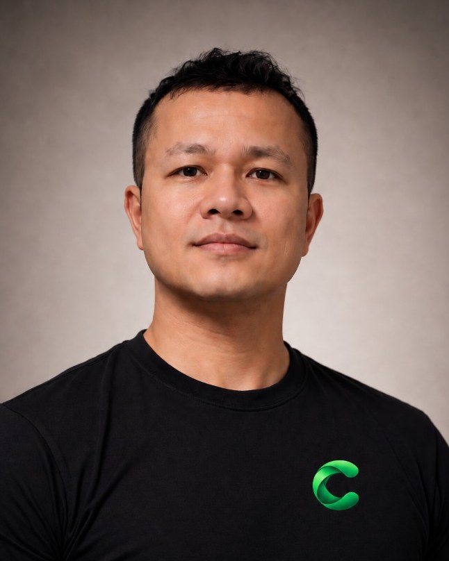 Josephus Cepe, founder and creator of Cepe Paper, wearing a black shirt with the Cepe logo