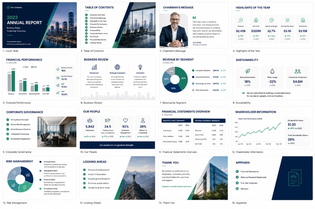 Annual Report Presentation — Presentations template preview thumbnail