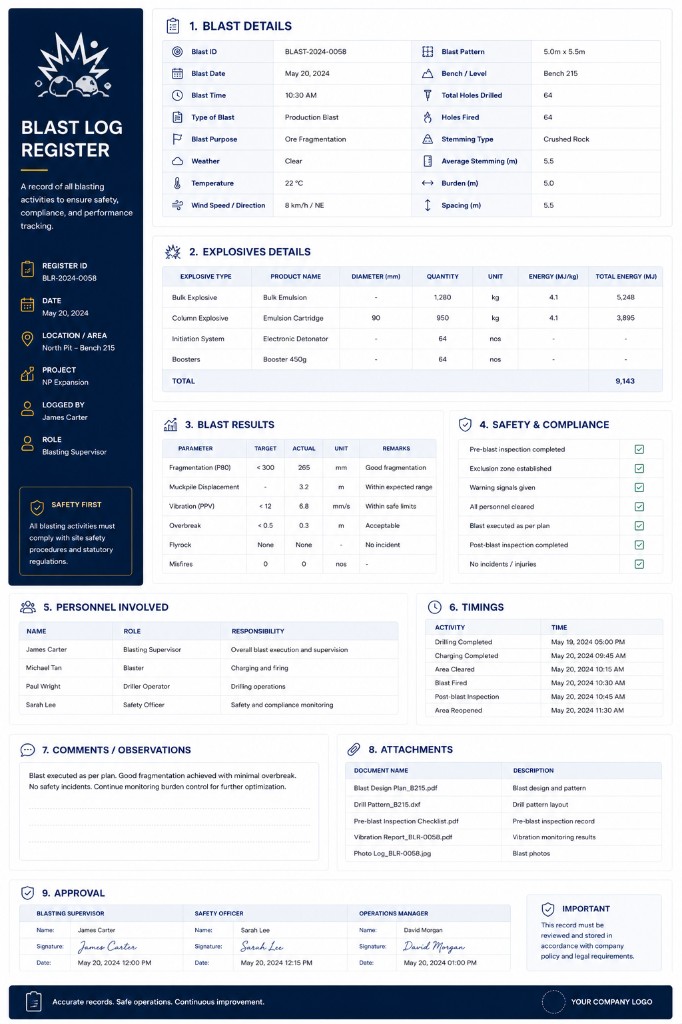 Preview of Blast Log Register mining template