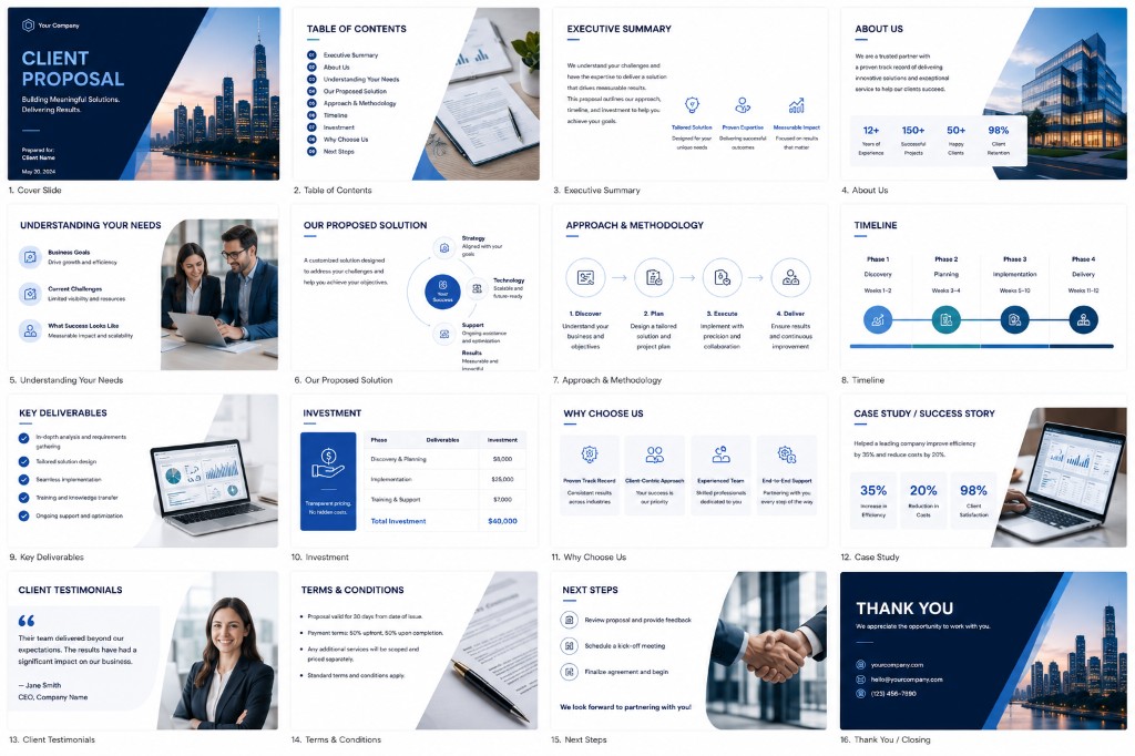 Preview of Client Proposal Deck presentations template