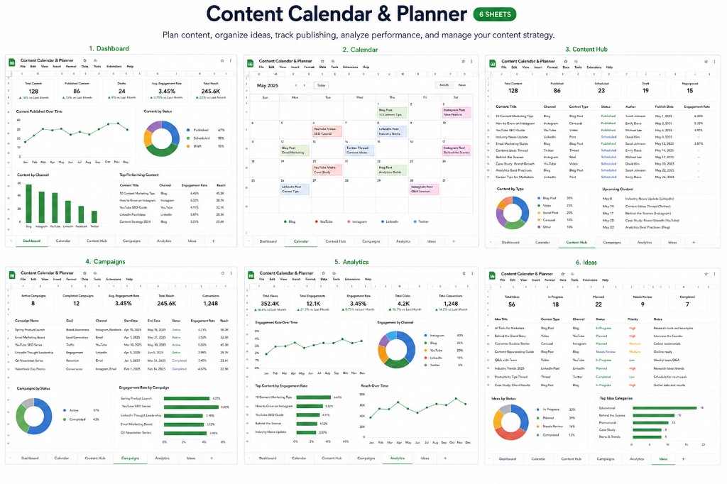 Content Calendar & Planner — Marketing template preview thumbnail