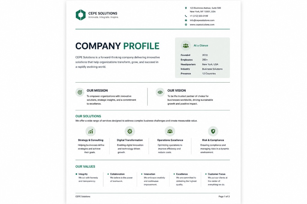 Preview of Corporate Company Profile documents template