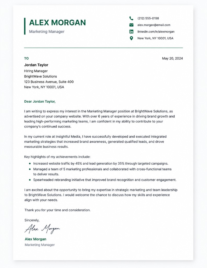 Preview of Cover Letter — Professional documents template