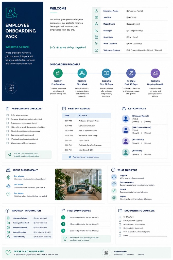 Preview of Employee Onboarding Pack hr template
