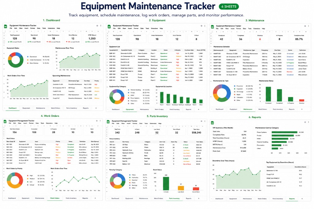 Equipment Maintenance Tracker — Engineering template preview thumbnail