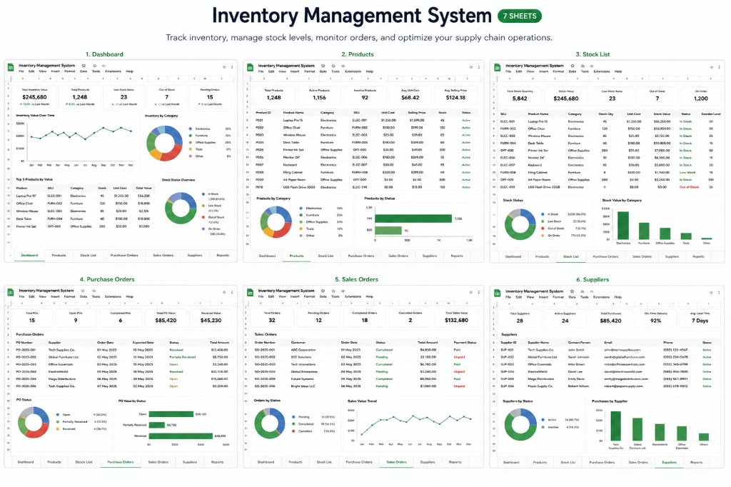 Inventory Management System — Spreadsheets template preview thumbnail