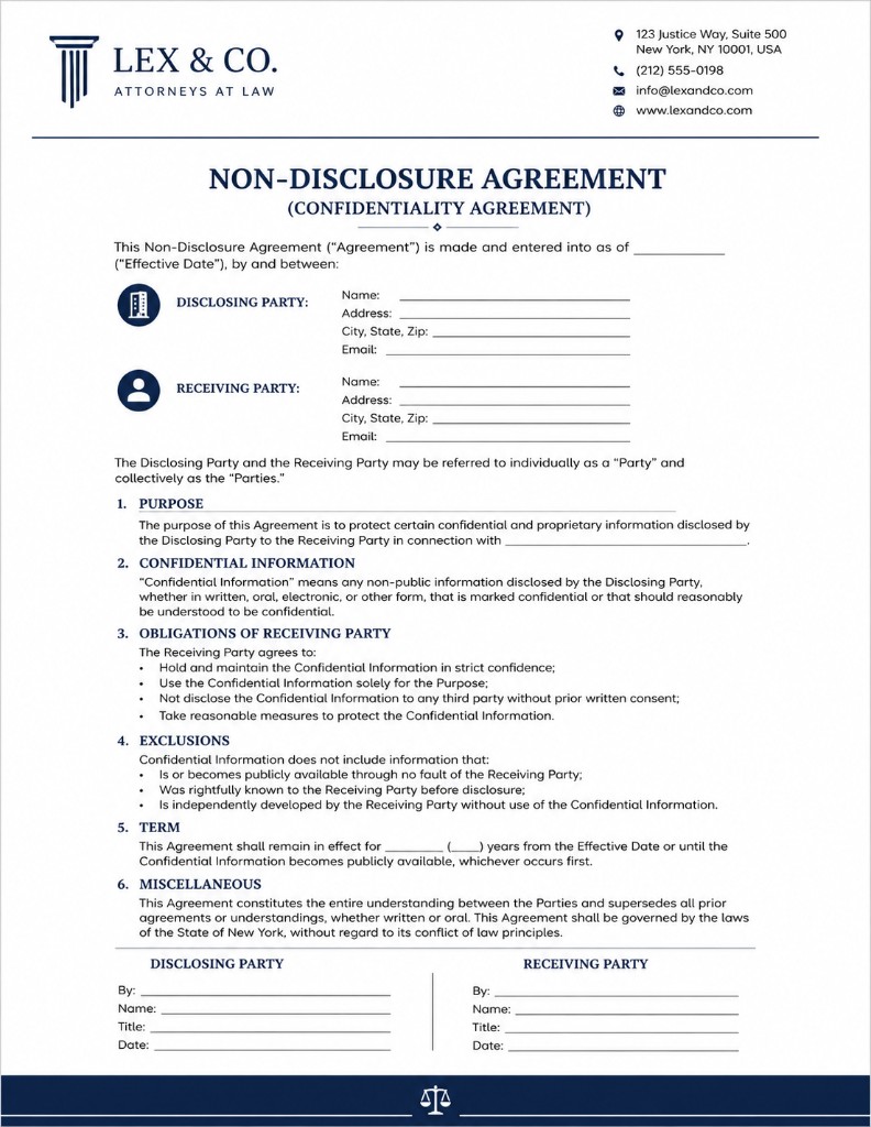 Preview of Non-Disclosure Agreement — Navy legal template