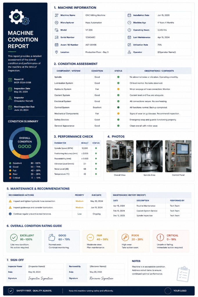 Preview of Machine Condition Report engineering template