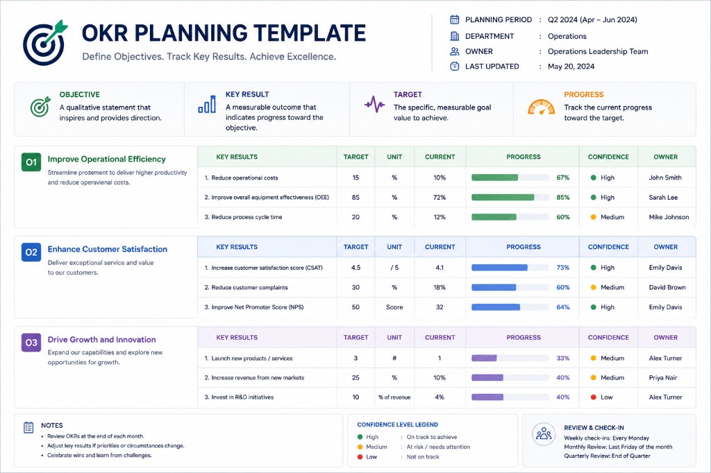 Preview of OKR Planning Template planning template