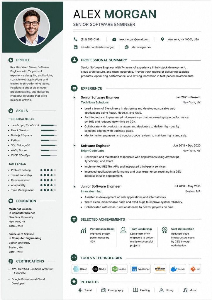 Professional CV Layout — Resume template preview thumbnail