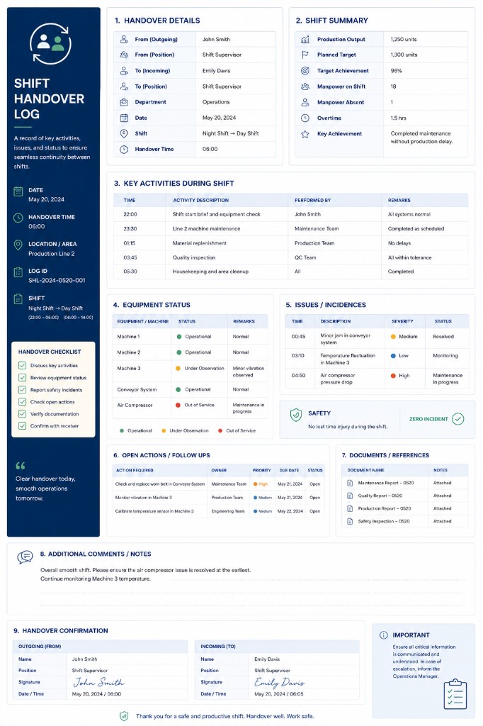 Shift Handover Log — Mining template preview thumbnail