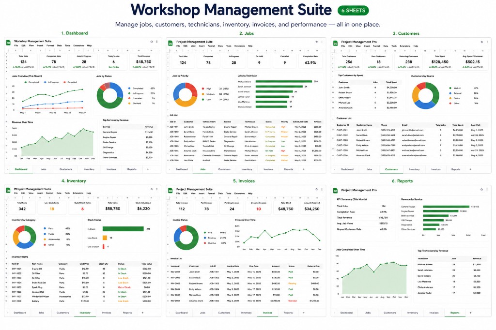 Workshop Management Suite — Business template preview thumbnail